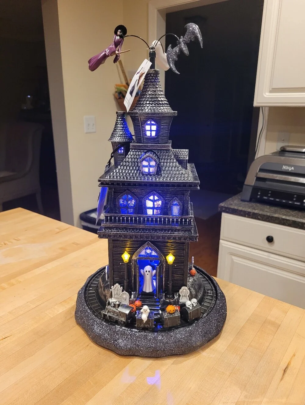 NEW Well Dressed Home Haunted Victorian Halloween Light-Up House Black & Silver